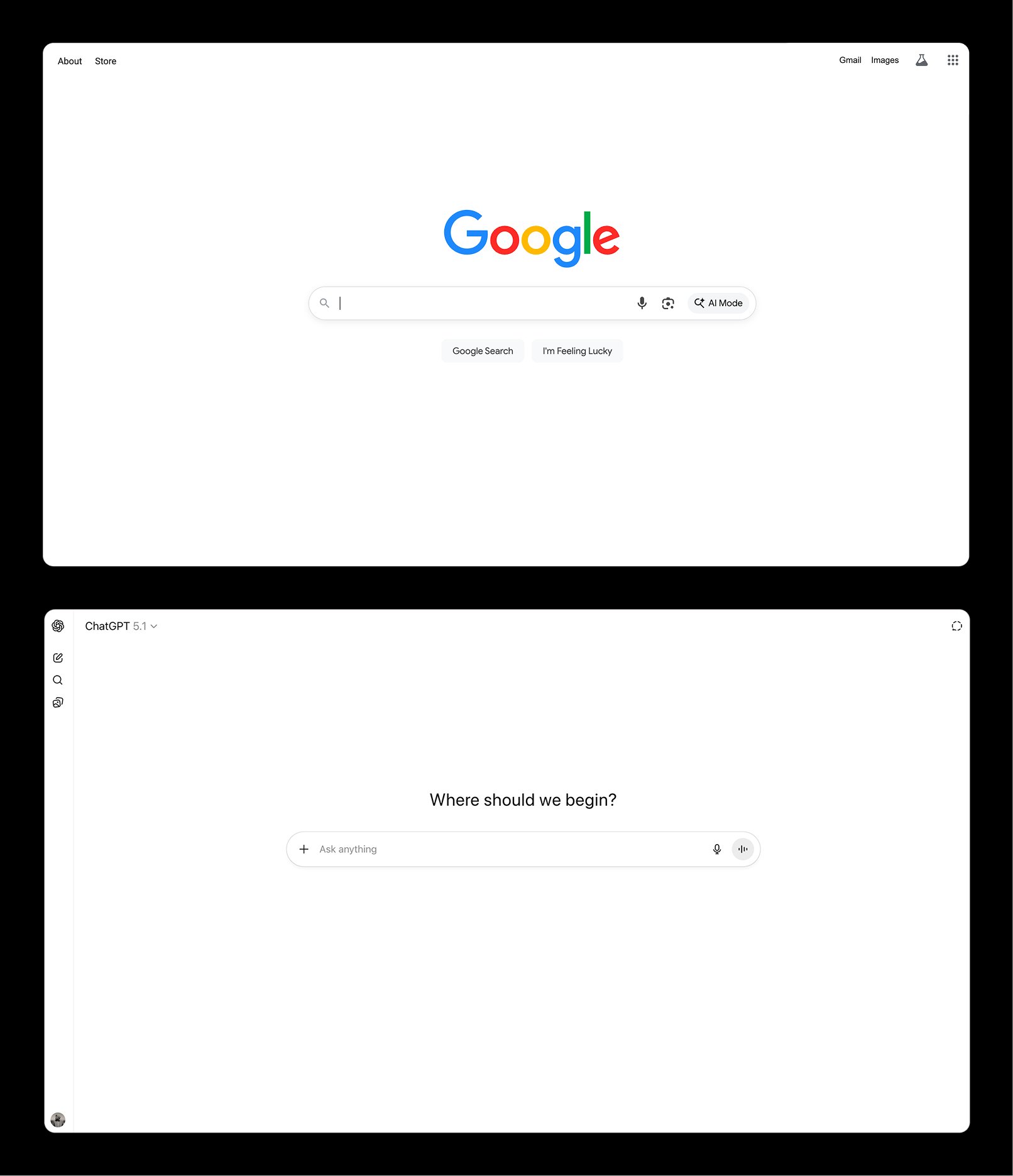 当今主流的 AI 对话框,本质上模仿了过去的 Google 搜索框